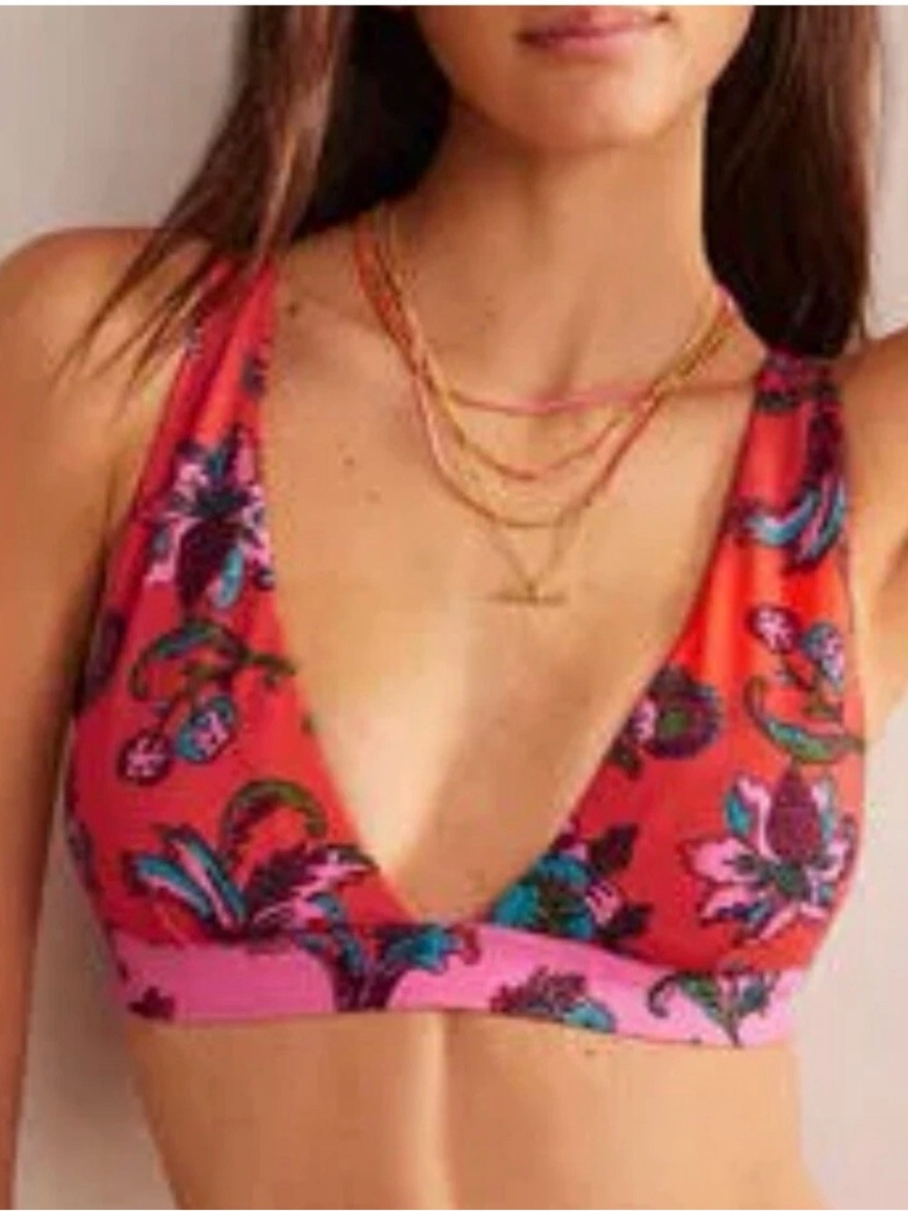 Boden US 14 Underband Bikini Top Spice Pink Floral Swim Style S0339 NEW. 402